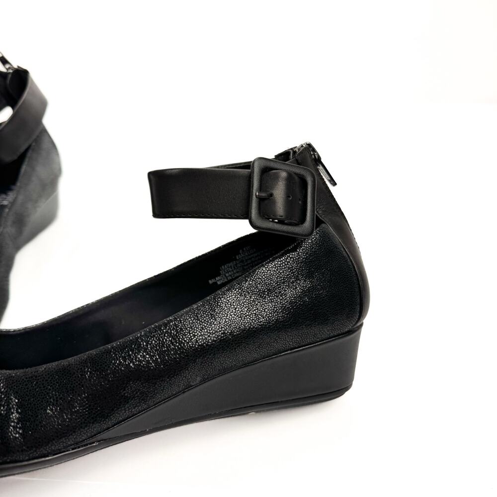 easyspirit e360 Glossy Leather Stretch Pointed Toe Zip Wedge Low Heel 8.5 Wide - Picture 7 of 13